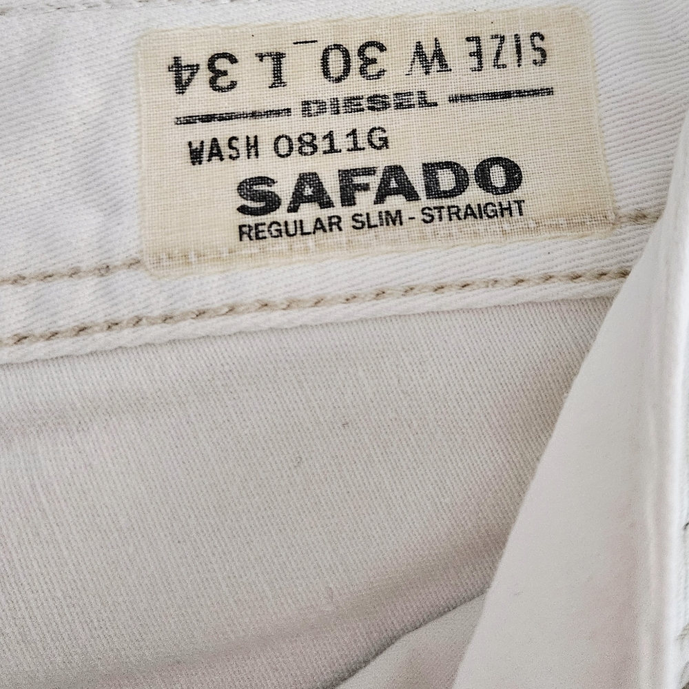 Diesel SAFADO W30 L34 Men's White Slim Straight Reg Fit  Jeans - Picture 9 of 12